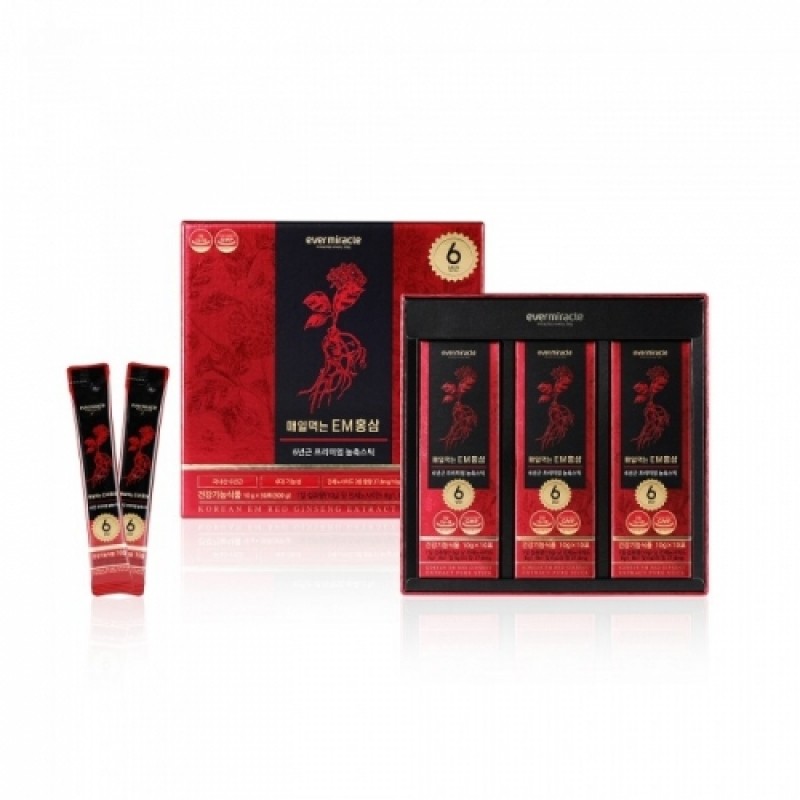 Ever Miracle Daily EM Red Ginseng 10g x 30 Packets / 6-Year-old Premium Concentrated Stick